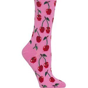 Hot Sox Womens One Size Fits Most Cherries Crew Socks in Pink/Red 2279